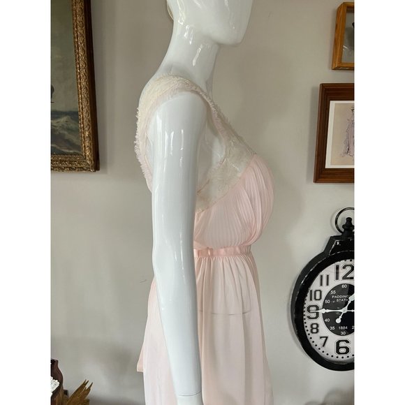Vintage 50s 60s Juliana Lingerie blush pink lace pleated Negligee Size 34 S/M - Picture 6 of 11
